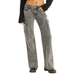 Driftwood Charlee Studded Cargo Denim Jeans Womens 26